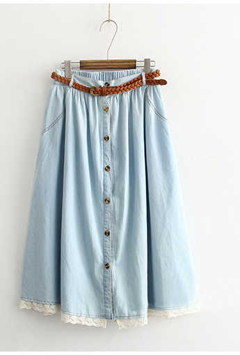 jupe longue à dentelle + ceinture