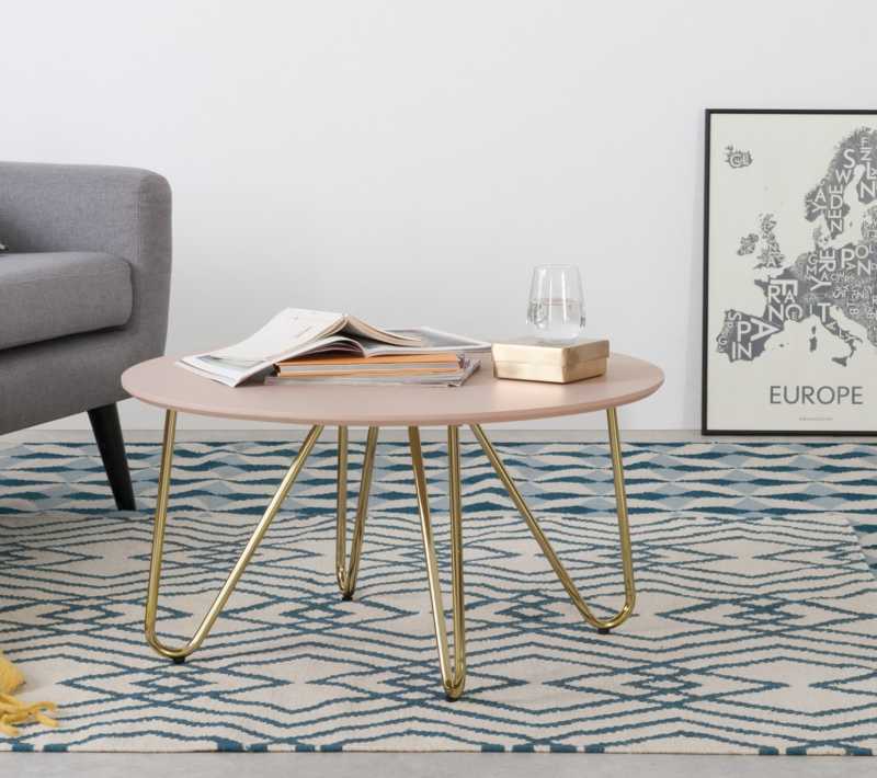 table basse rose + laiton