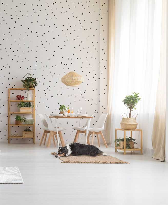 papier peint pois noirs