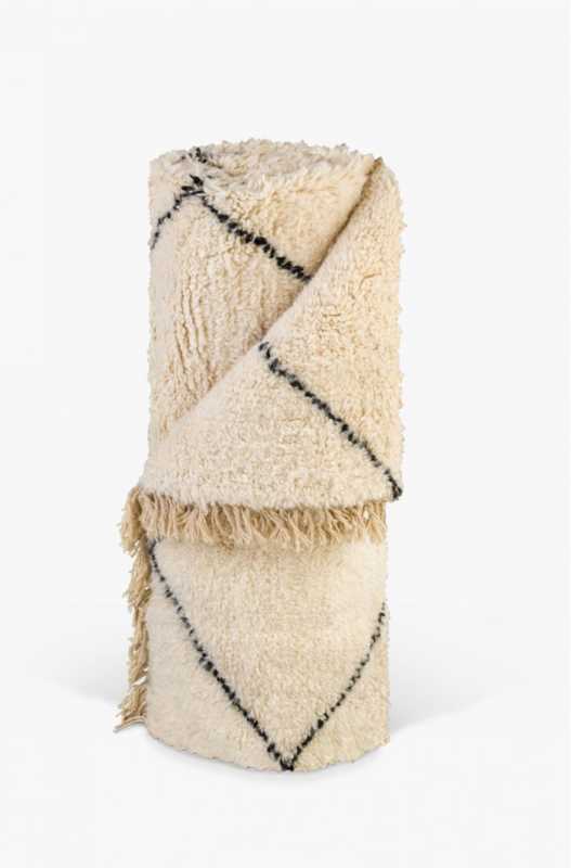 Tapis Beni Ouarain noir foncé et blanc