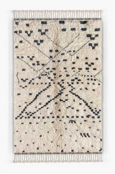 Tapis Beni Ouarain noir et blanc Atlas