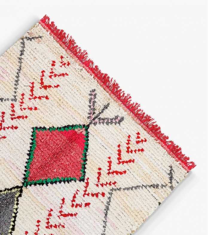 Tapis berbère vert et gris - Boucherouite