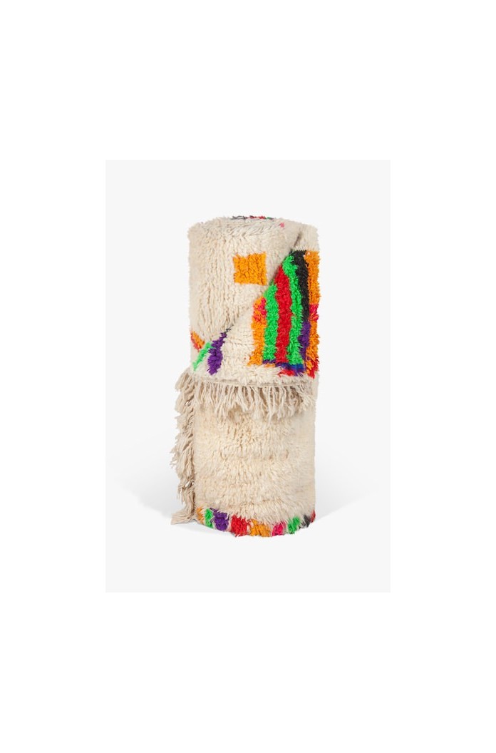 Tapis Marocain Boucherouite – Azilal Beni Ouarain – Multicolore, Coton, Tendance – Neuf