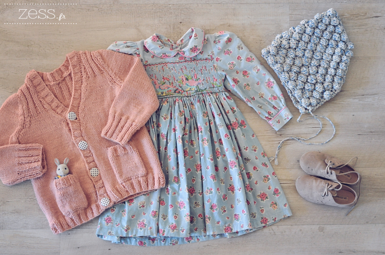 look kid maille gilet robe vintage beguin point noisette crochet derbies