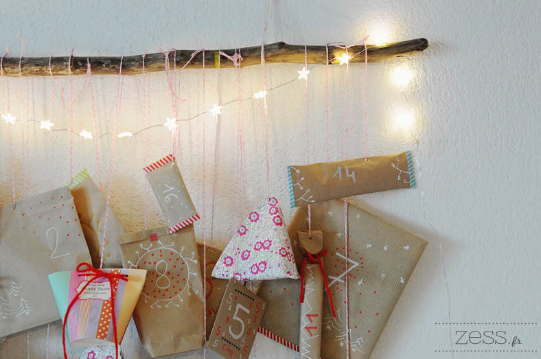 diy calendrier avent avent calendar pochettes guirlande lumineuse étoile