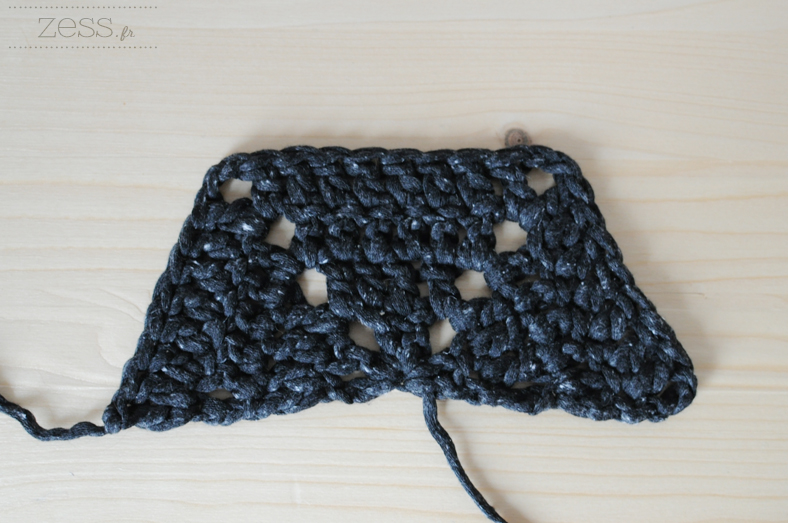moitié hexagone half crochet