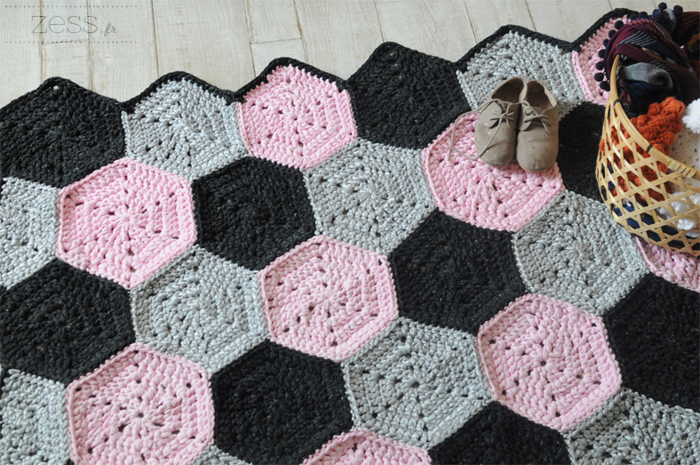 rug crochet hexagone granny