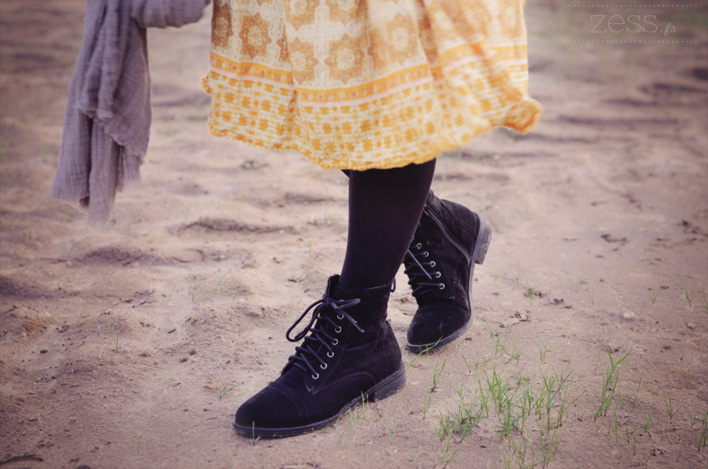 bottines noires look maman