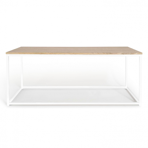 Table basse style industriel bois et métal blanc Pas cher