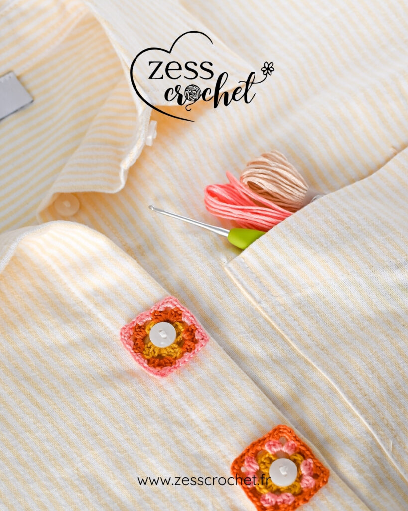 tuto crochet mini granny bouton personnaliser